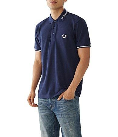 True Religion Short Sleeve Branded Collar Polo Shirt Product Image