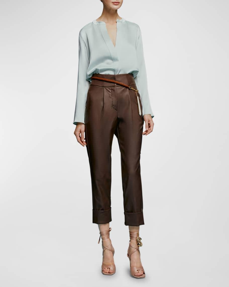 Moad Faux Leather Straight-Leg Crop Pants Product Image