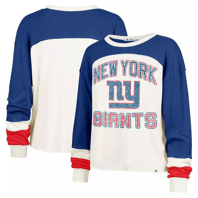 Womens 47 Cream New York Giants Double Header Curve Raglan Long Sleeve Crop Top Product Image