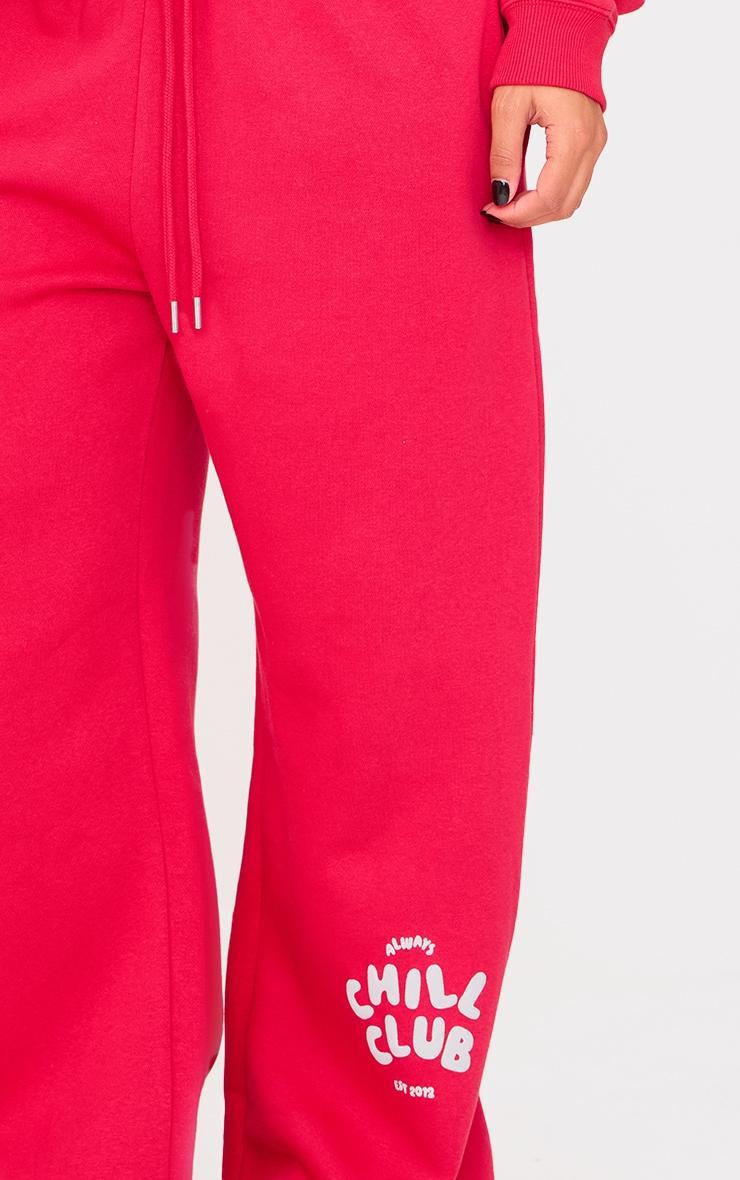 PRETTYLITTLETHING Red Chill Club Puff Print Thin Waistband Sweatpants Product Image