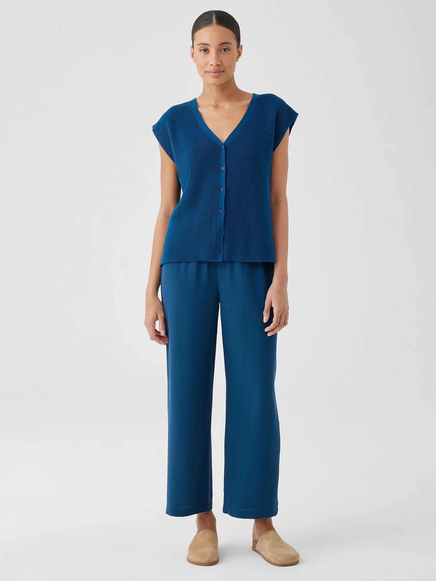 EILEEN FISHER Silk Georgette Crepe Straight Pantfemale Product Image