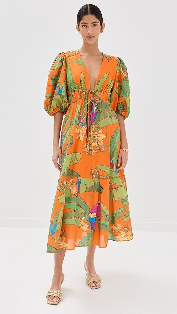 FARM Rio Fresh Macaws Orange Midi Dress | Shopbop Product Image