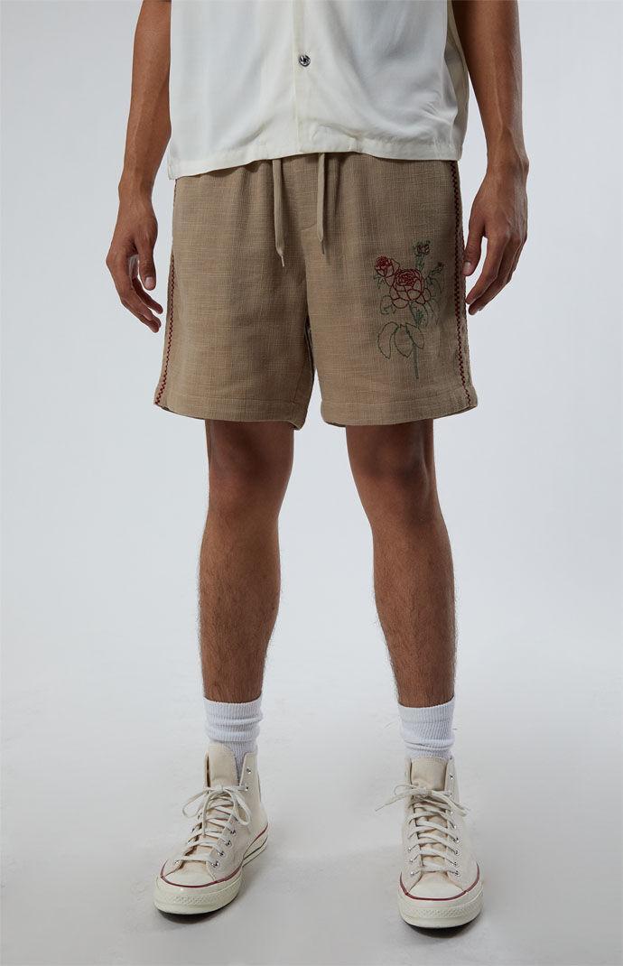 Men's Embroidered Linen Volley Shorts Product Image