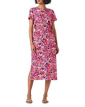 Womens Blurred Floral Cotton Midi-Dress Product Image