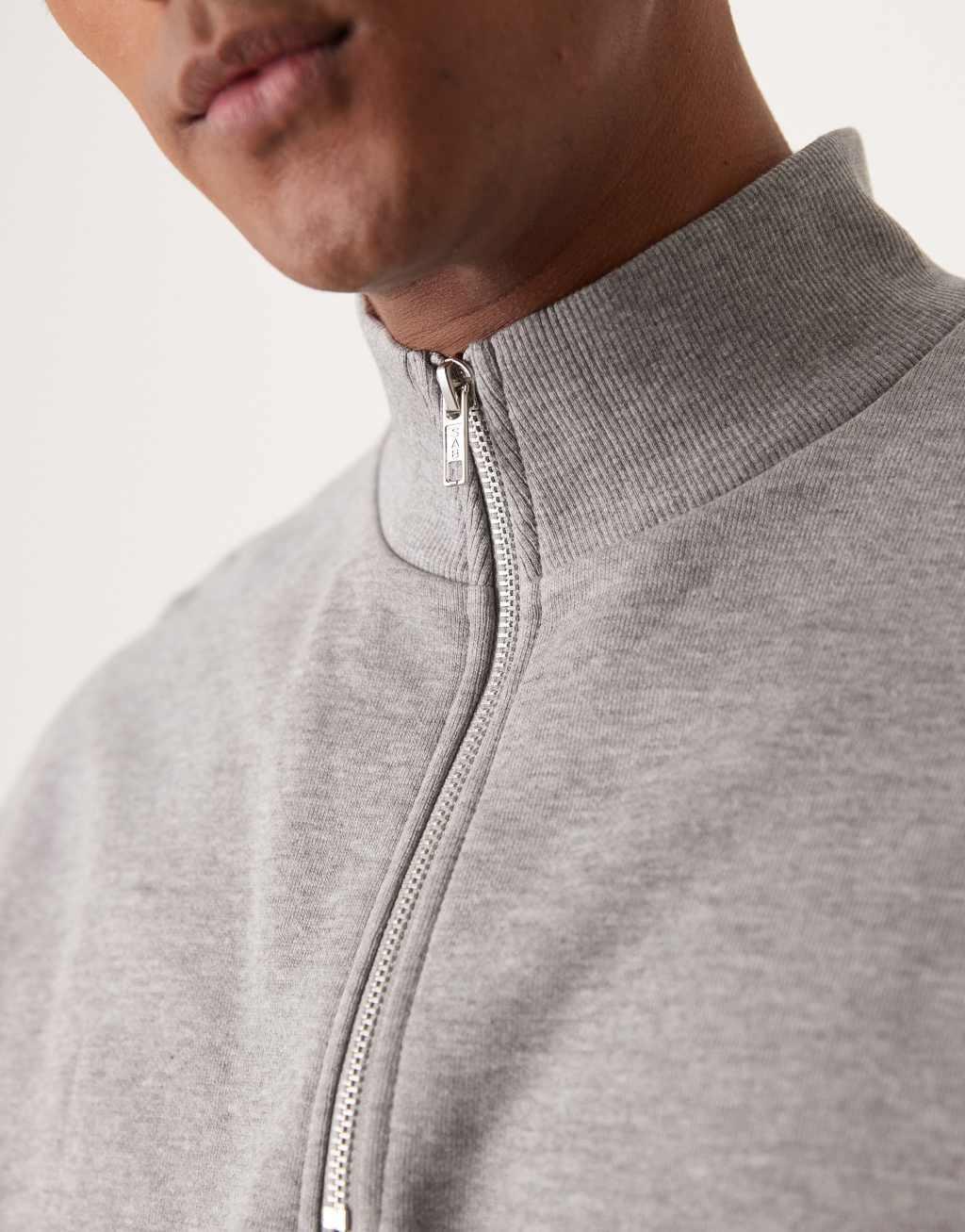 ASOS DESIGN essential boxy oversized sweatshirt with half zip in heather gray Product Image