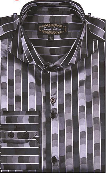 Dress Shirt Regular Fit Fancy Stripe Pattern In Black Product Image