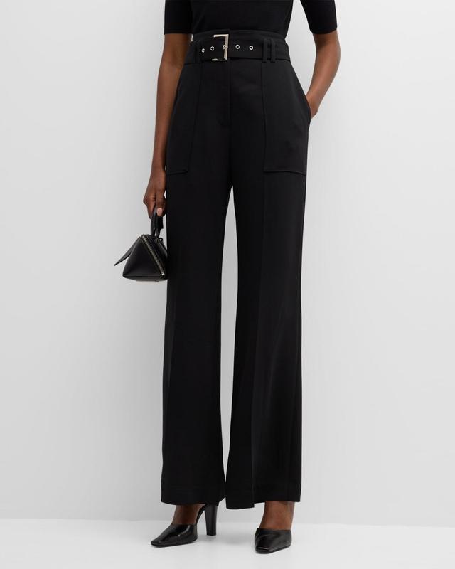 Womens Belted Wide-Leg Trousers Product Image