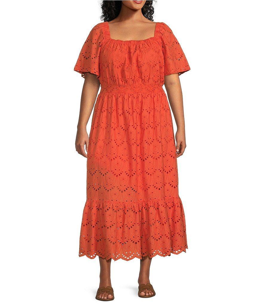 Nurture by Westbound Plus Size Elastic Square Neck Midi Dress Product Image