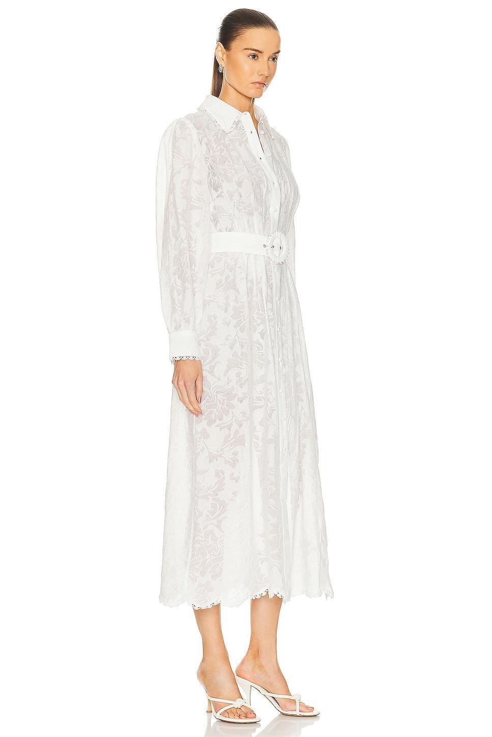 HEMANT AND NANDITA Ilara Shirt Buckle Belt Maxi Dress White. (also in S). Product Image