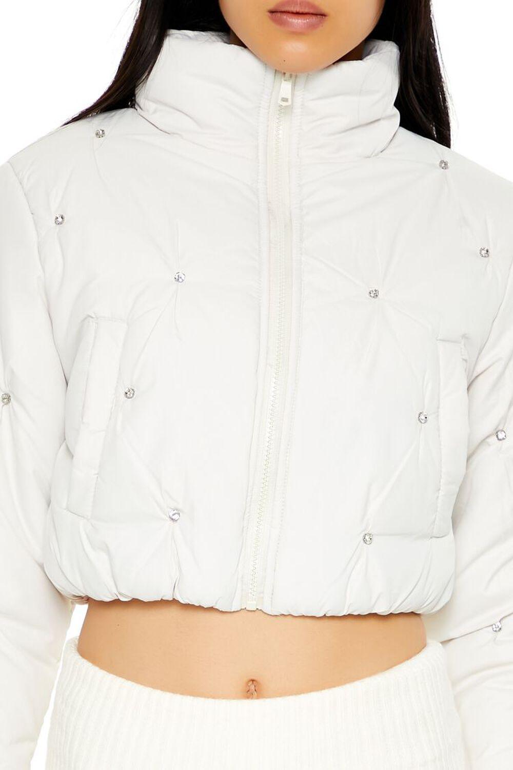 Faux Gem Cropped Puffer Jacket | Forever 21 Product Image