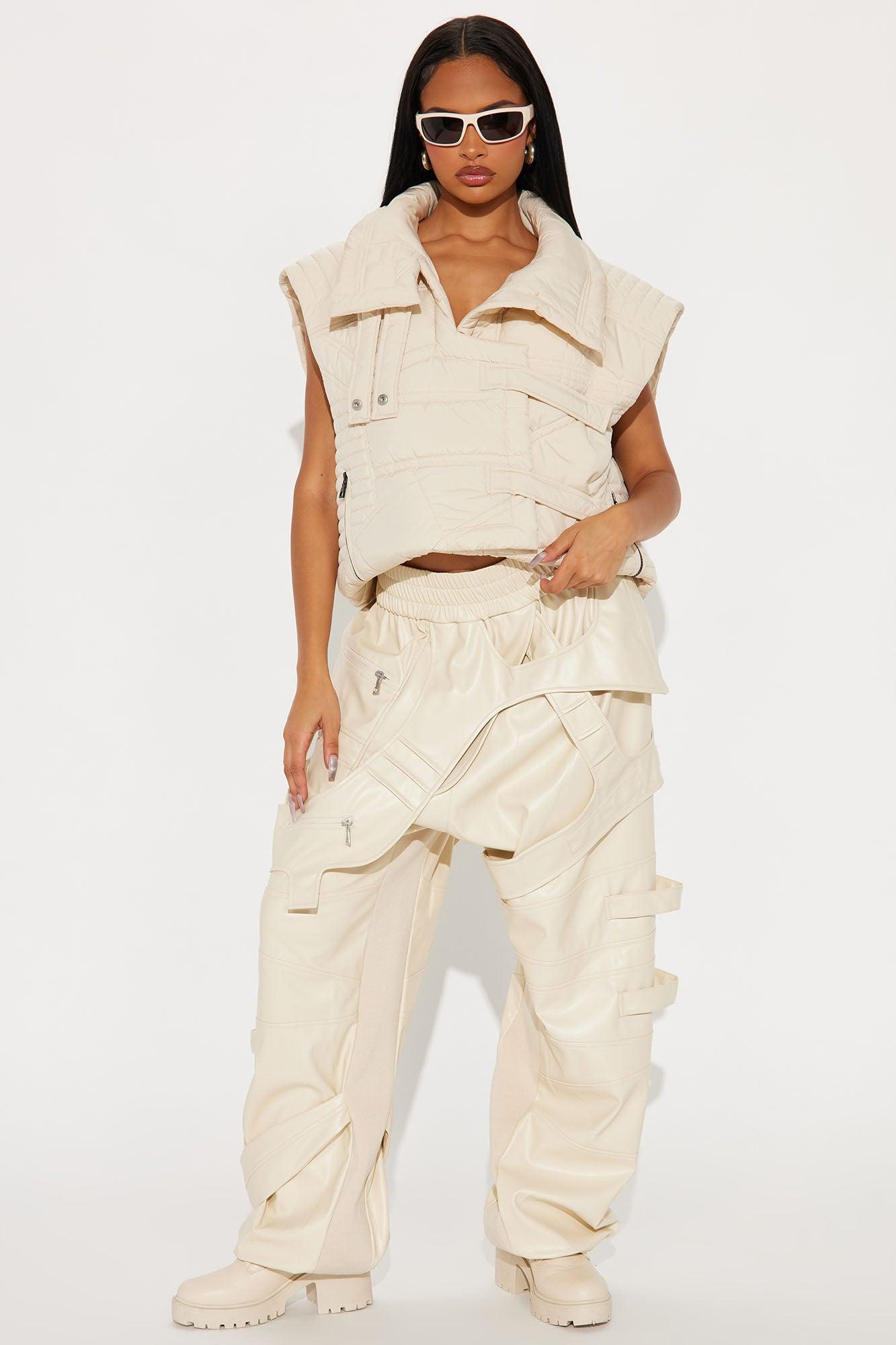 Split Vision Belted Pants - Cream Product Image