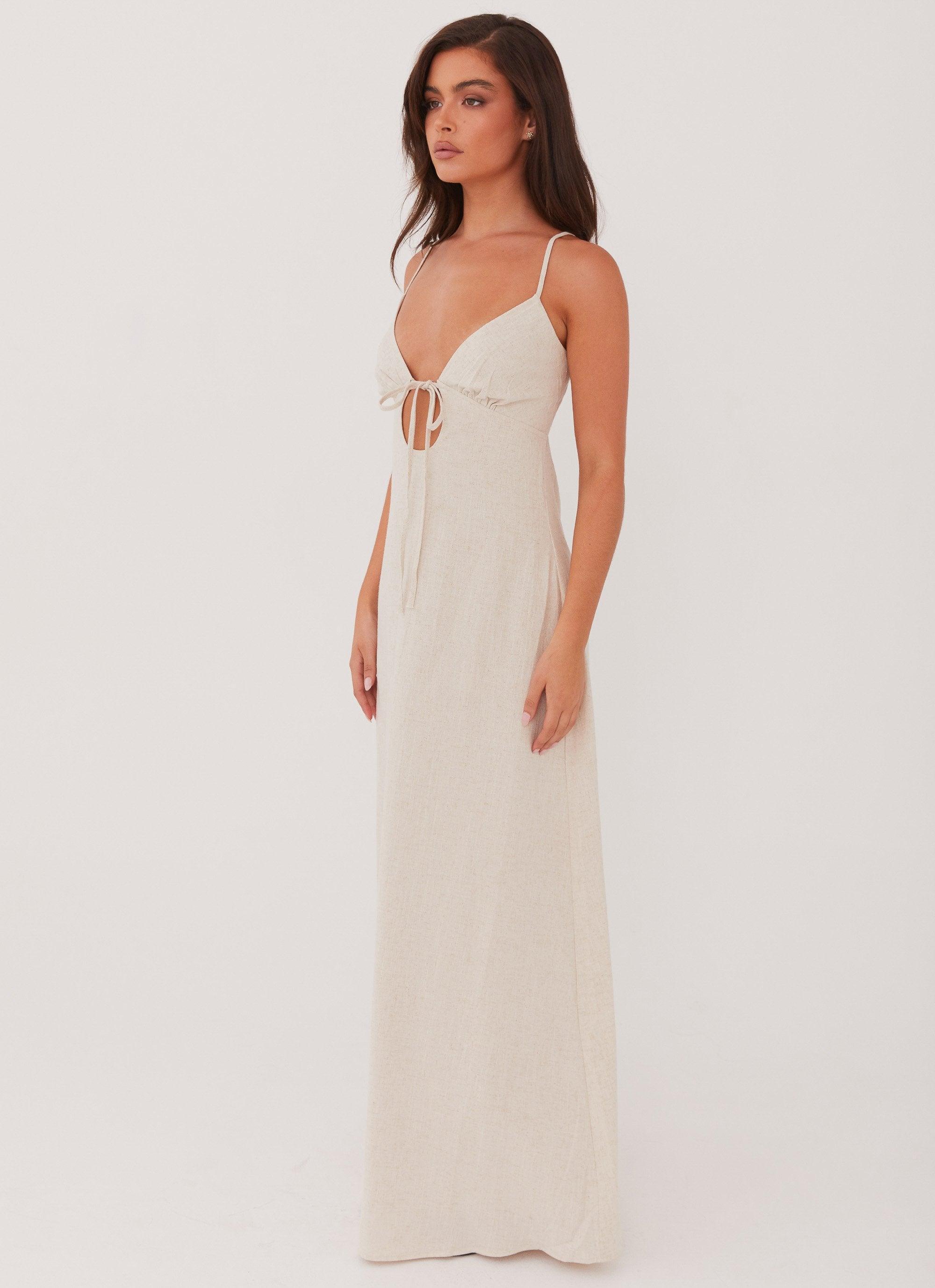 Flora Linen Maxi Dress - Oatmeal Product Image