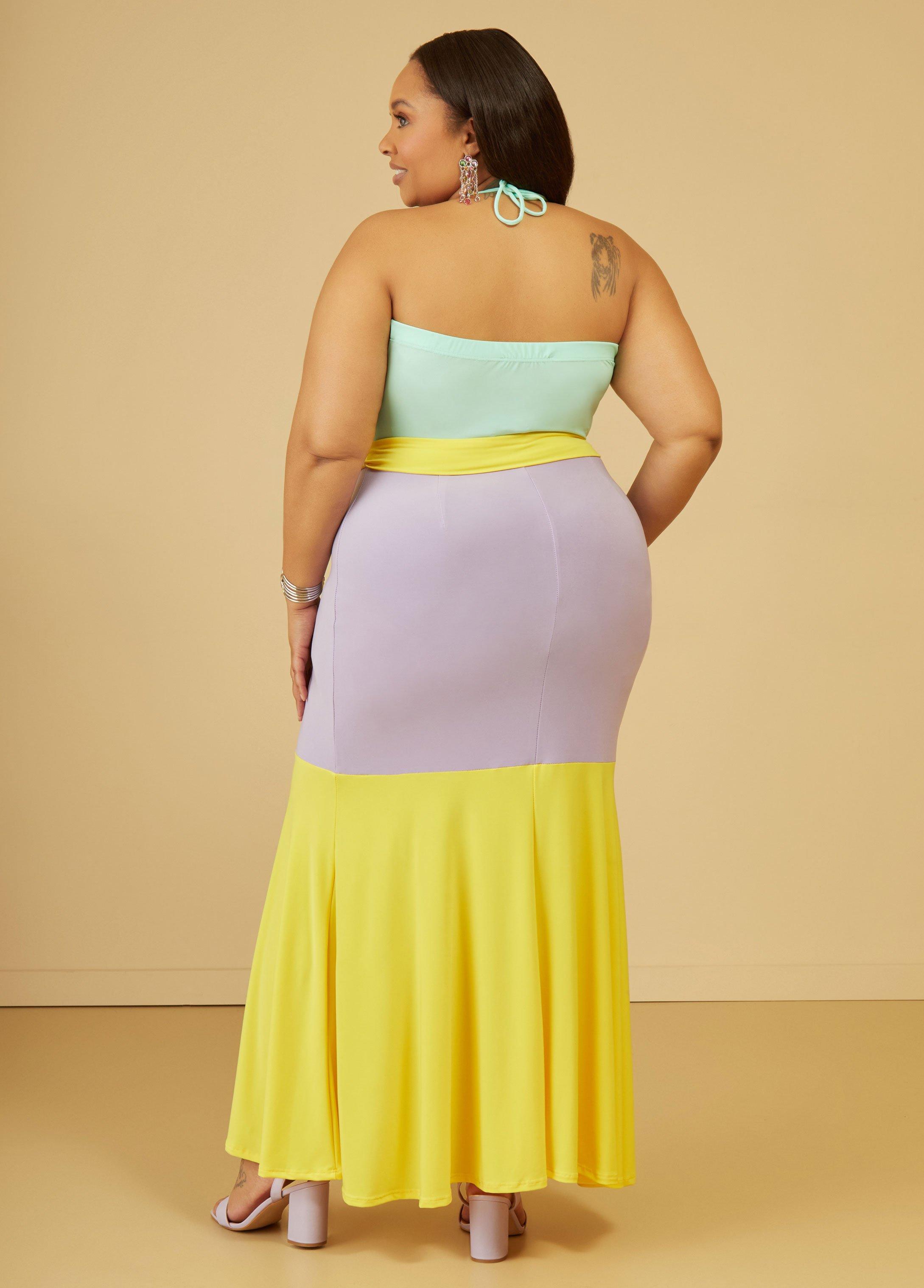 Colorblock Halter Maxi Dress Product Image