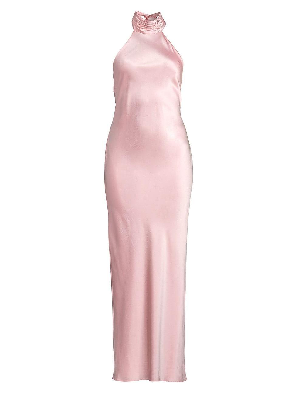 Womens Tatiana High-Neck Satin Gown Product Image