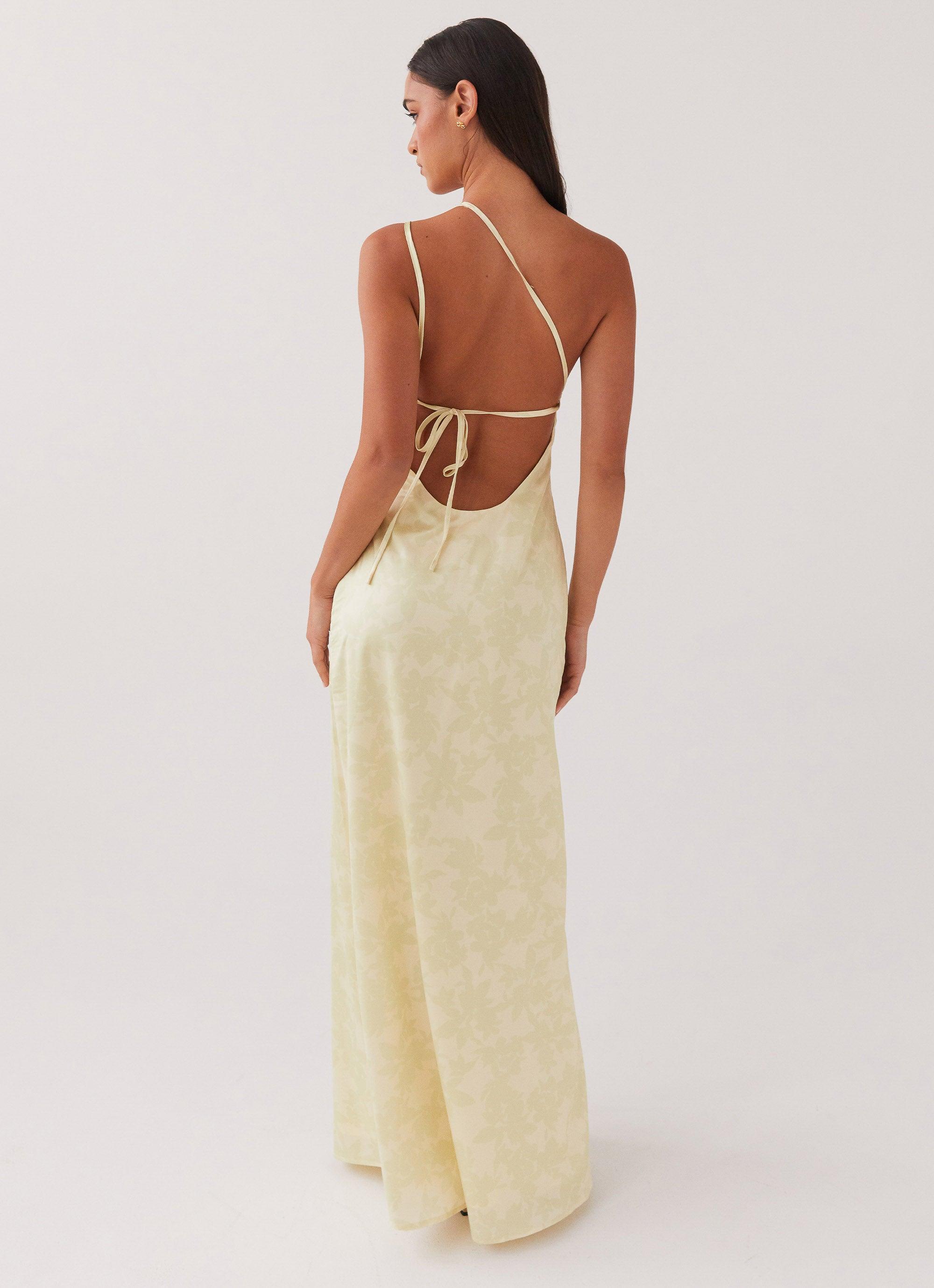 Liliana One Shoulder Maxi Dress - Yellow Floral Product Image