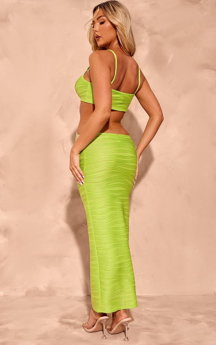 Lime Textured Cut Out Knot Detail Strappy Midaxi Dress Product Image