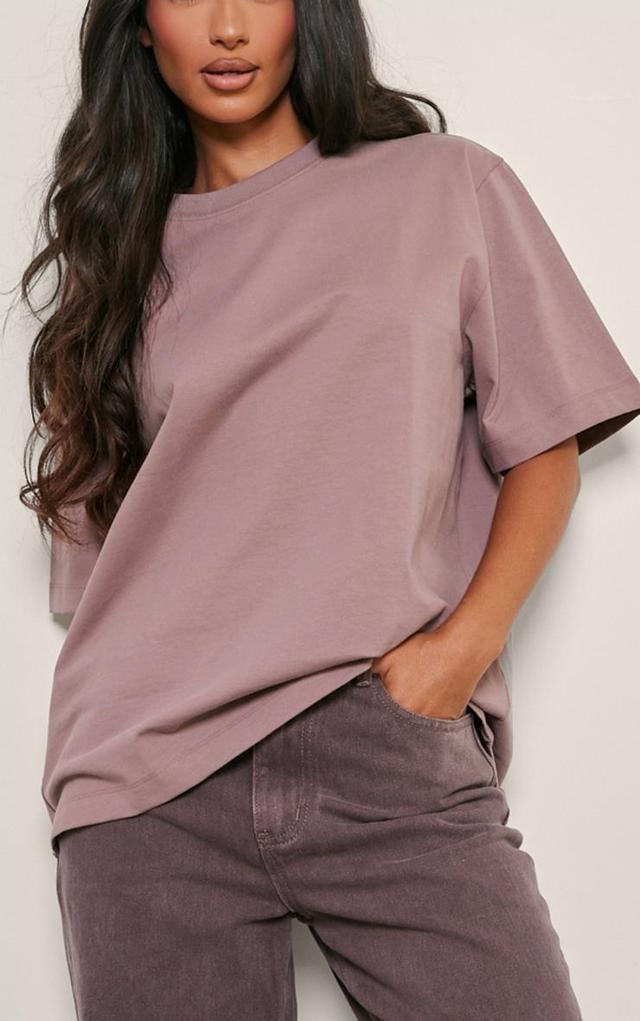 Petite Mauve Premium Cotton Oversized T-shirt Product Image