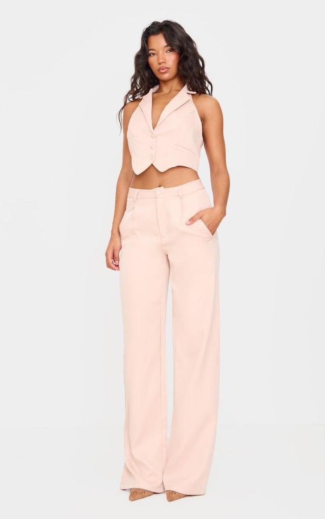 Stone Woven Pleat Detail Wide Leg Pants Product Image