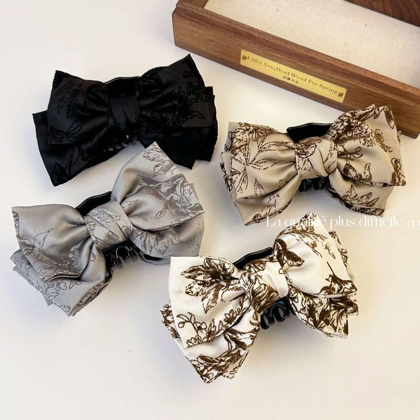 Floral Print Bow Hair Claw Product Image