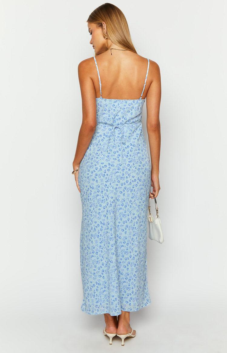 Renesmee Blue Floral Print Maxi Dress Product Image