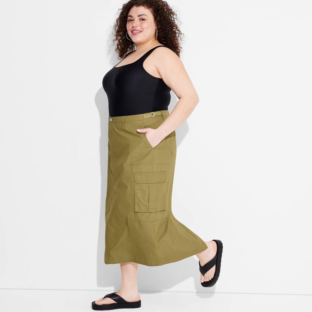 Womens Cargo Maxi Skirt - Wild Fable Olive 4X Product Image