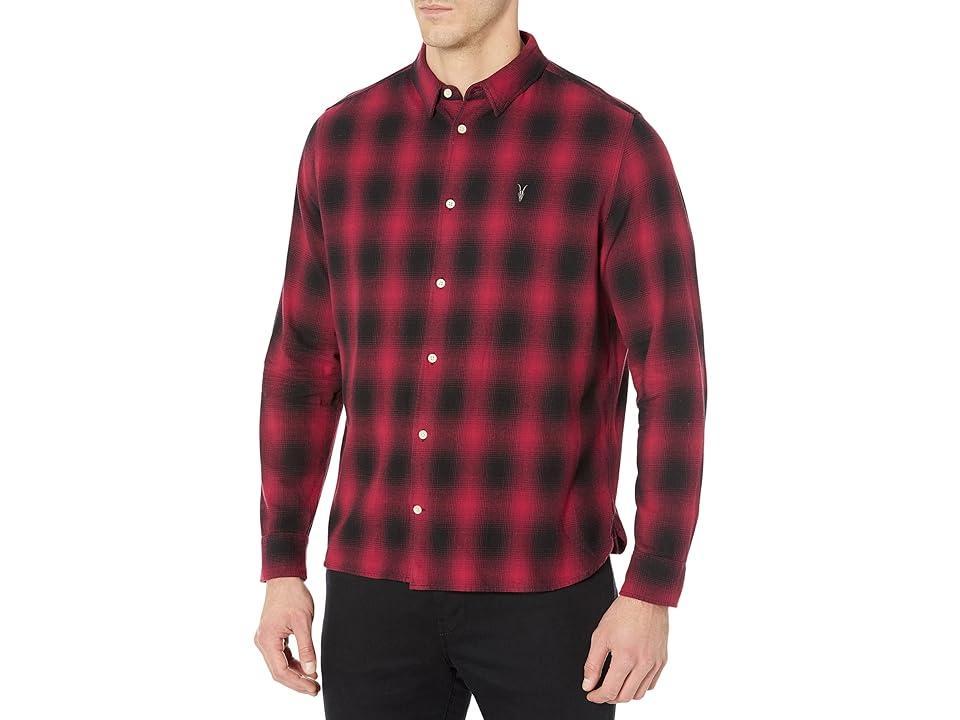 AllSaints Hoboken Long Sleeve Shirt Red) Men's Clothing Product Image