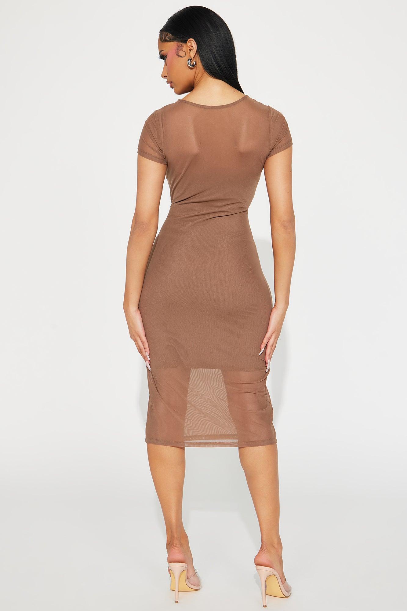 Mesh Midi Dress - Chestnut Product Image