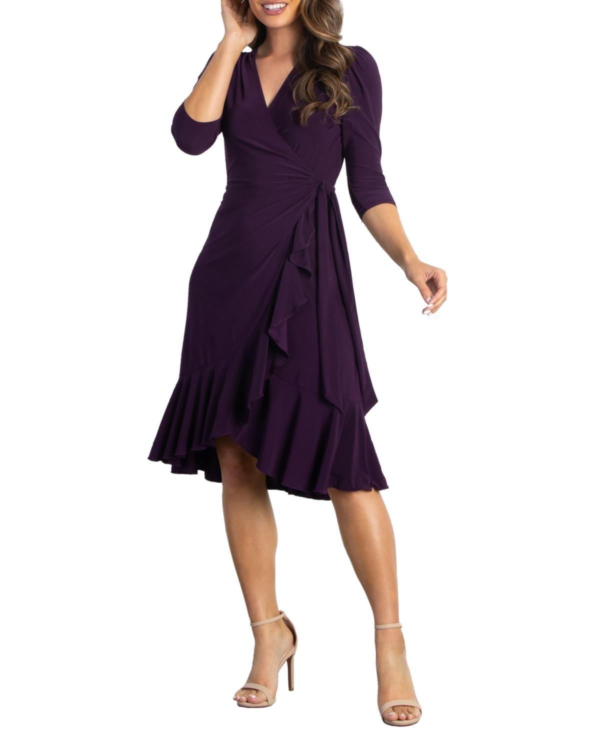 Kiyonna Womens Whimsy Ruffled Midi Wrap Dress Product Image