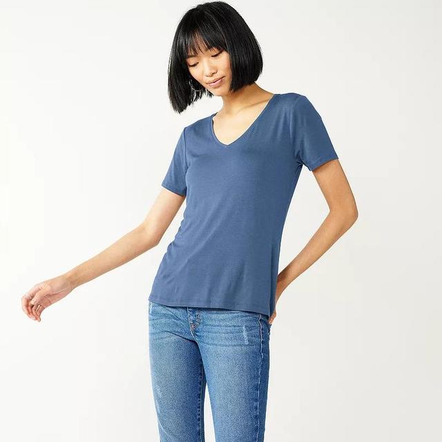 Petite Nine West Essential Short Sleeve V-Neck Tee, Womens Product Image