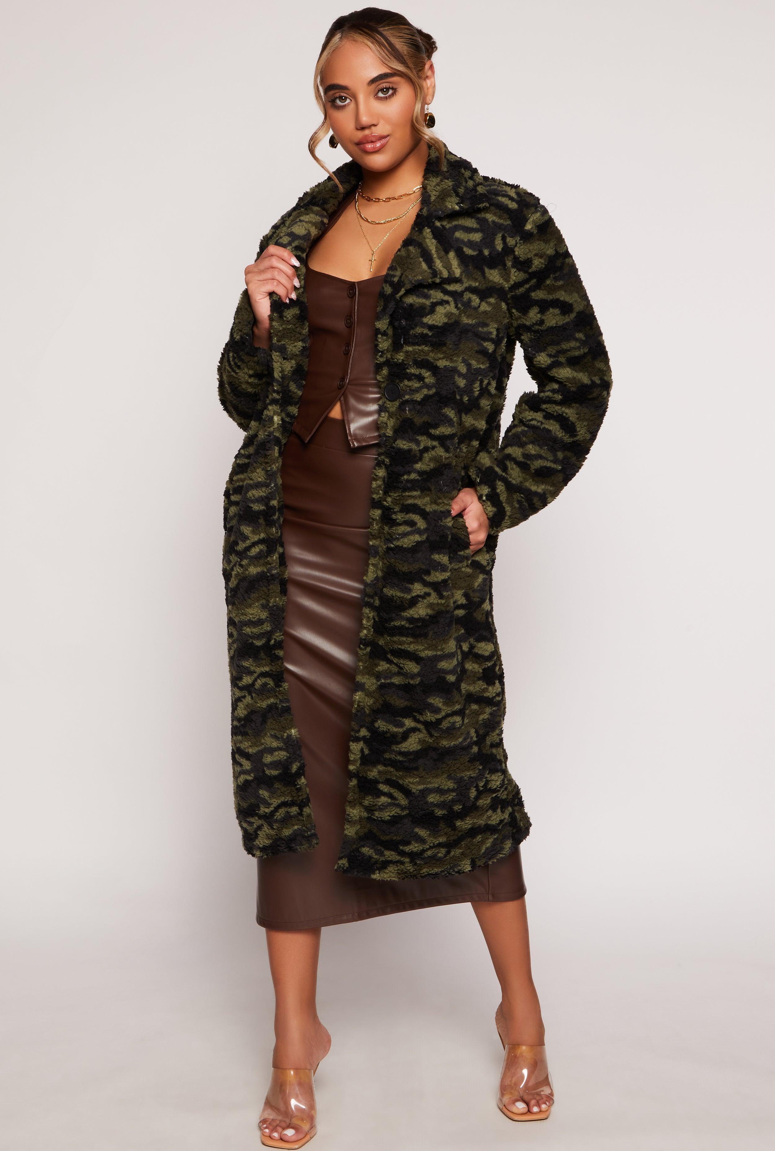 Womens Sherpa Leopard Print Teddy Coat Product Image