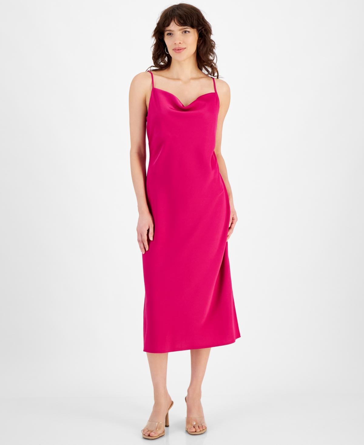 Bar Iii Womens Cowl-Neck Spaghetti Strap Side-Slit Dress, Created for Macys Product Image