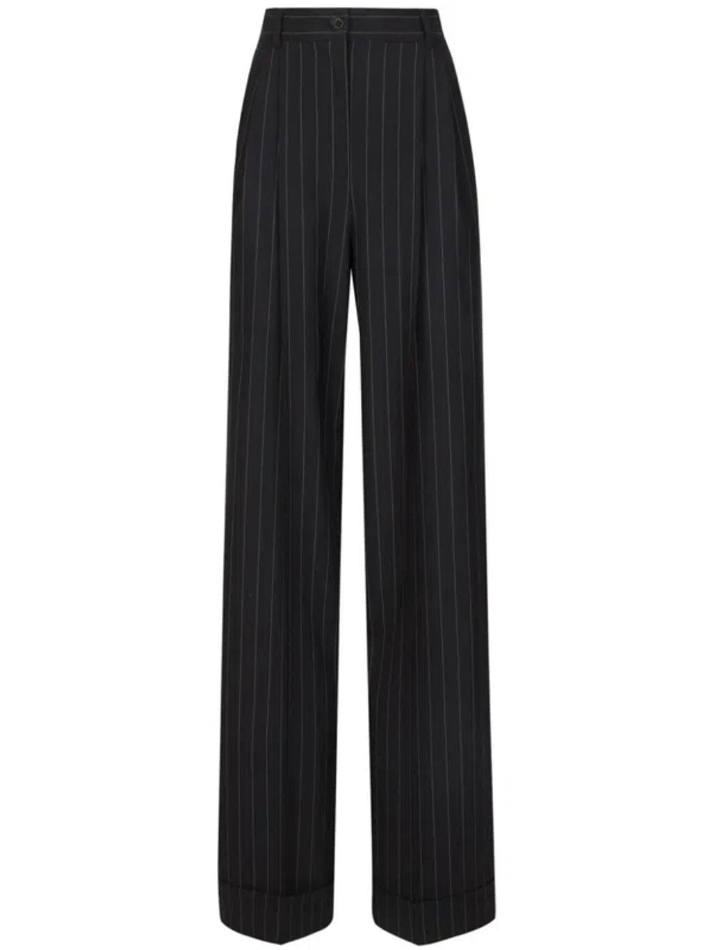 Black Flared Pinstripe Pants product image