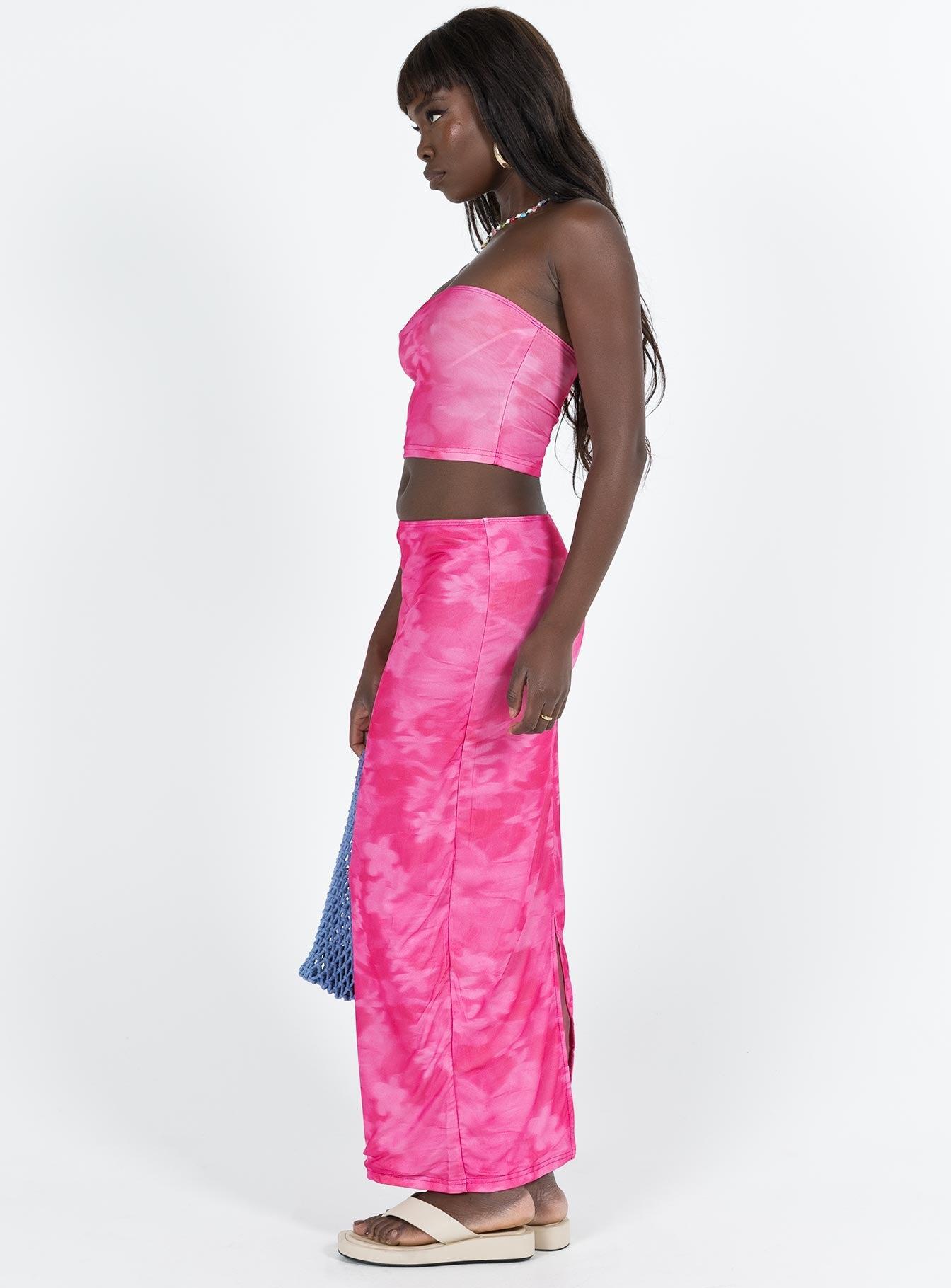 Dunston Mesh Maxi Skirt Pink Product Image