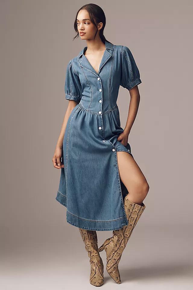 Pilcro Short-Sleeve Denim Midi Shirt Dress Product Image