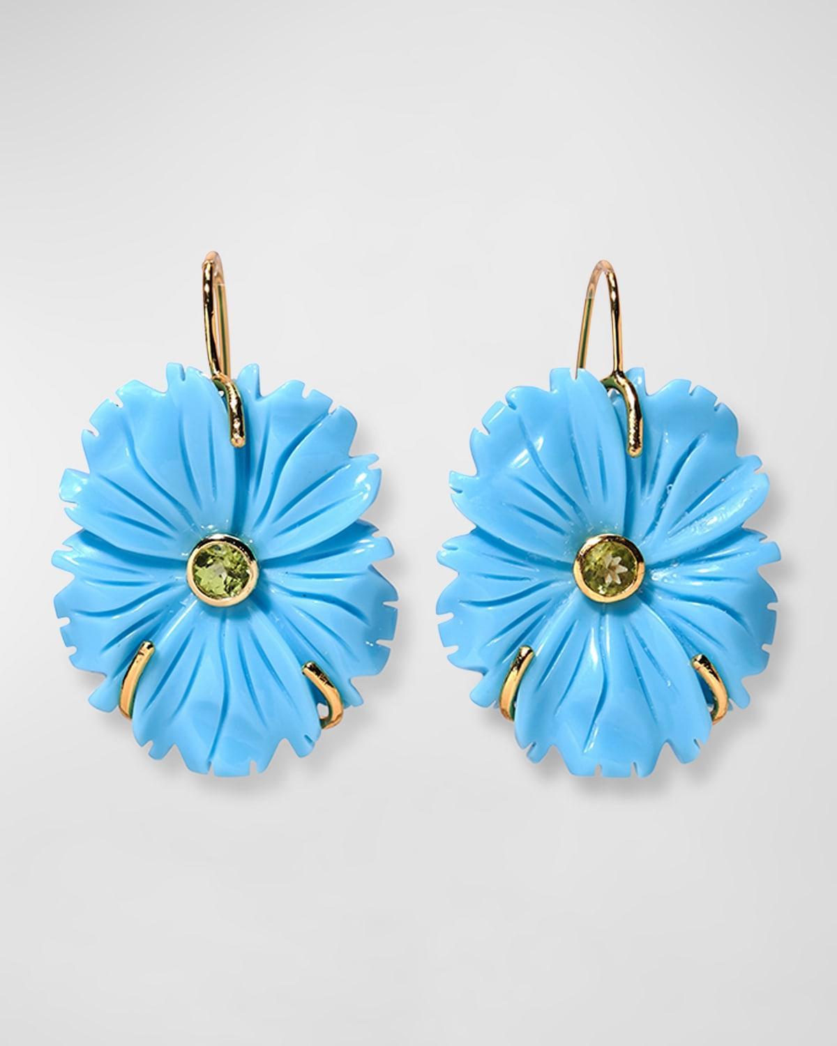 New Bloom 24K Gold Plated Cerulean Perifot Turquoise Drop Earrings Product Image