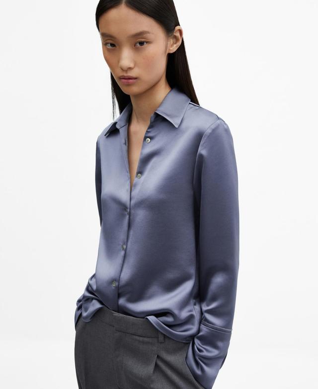 Mango Womens Satin Buttoned Shirt Product Image