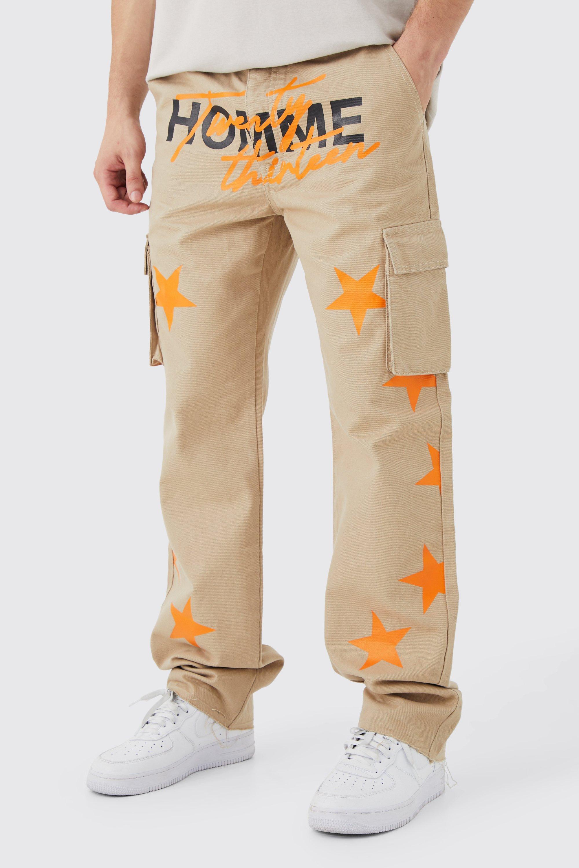 Tall Fixed Waist Relaxed Applique Cargo Gusset Trouser | boohooMAN USA Product Image