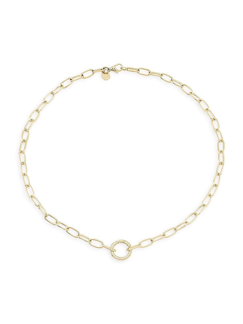 Womens 14K Yellow Gold & 0.16 TCW Diamond Chain Necklace Product Image