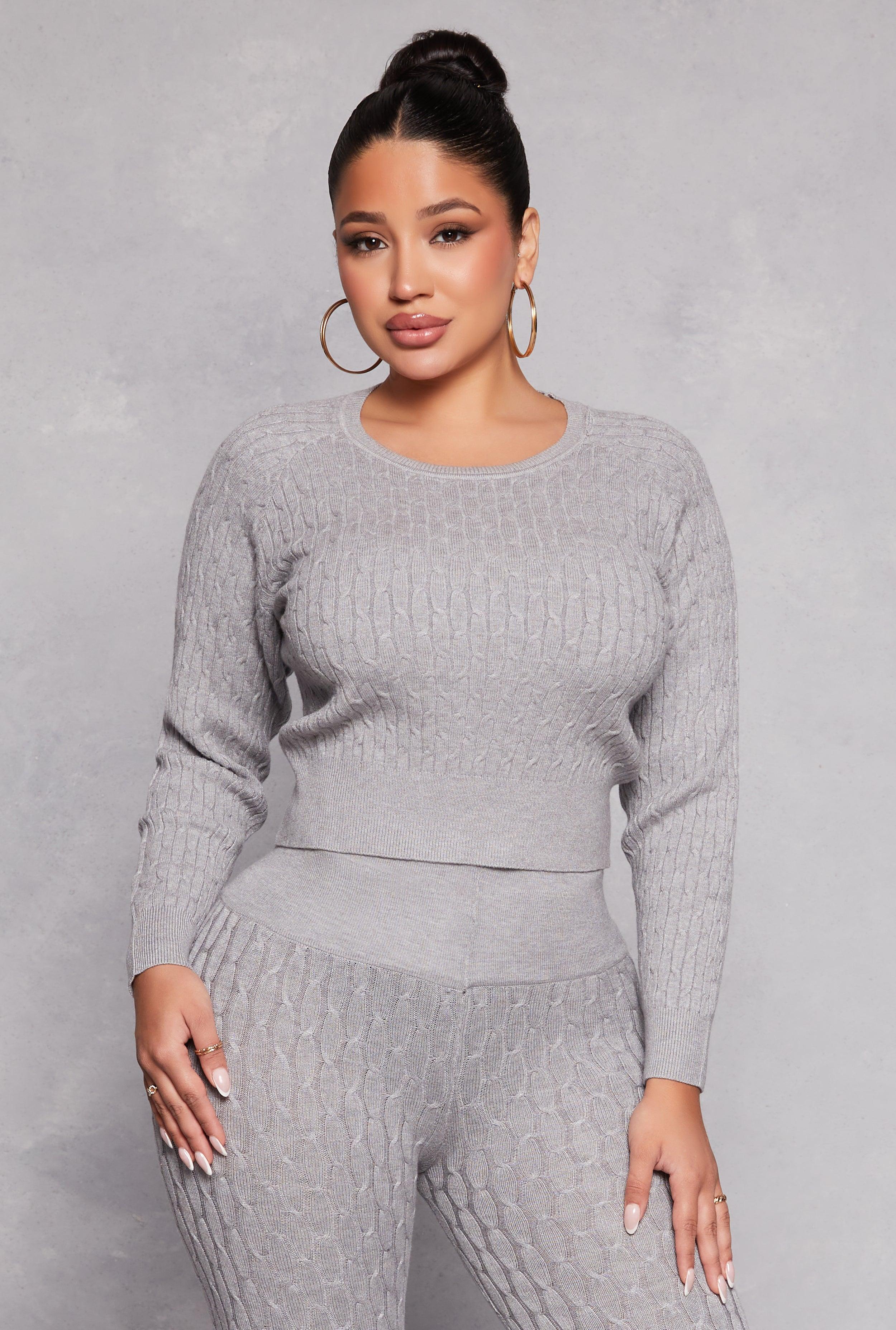 Womens Daisy Cable Knit Cropped Sweater Product Image