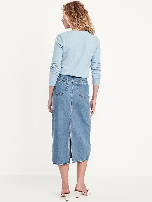 High-Waisted Wow Jean Midi Skirt Product Image