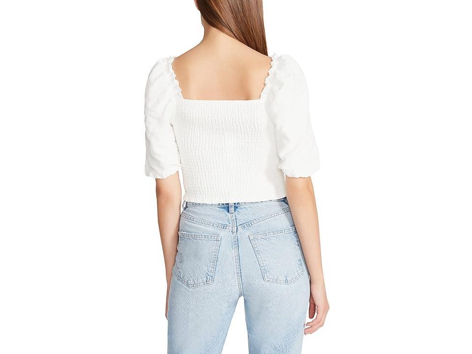 Steve Madden Susana Smocked Square Neck Short Puff Sleeve Top Product Image