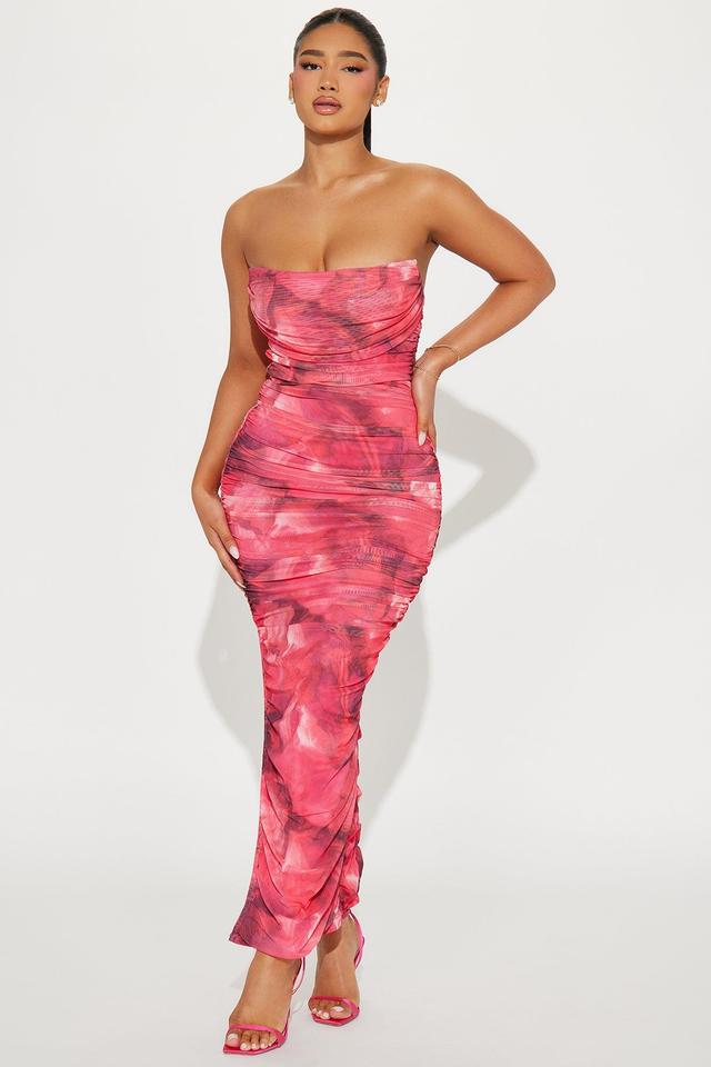 Teyana Mesh Maxi Dress - Pink Product Image