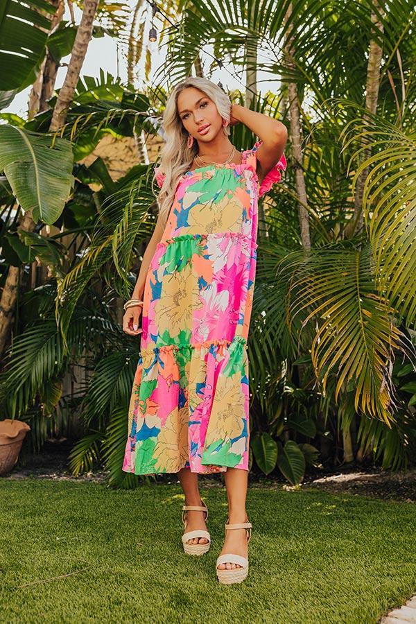 Coastal Dreams Floral Midi in Hot Pink Product Image