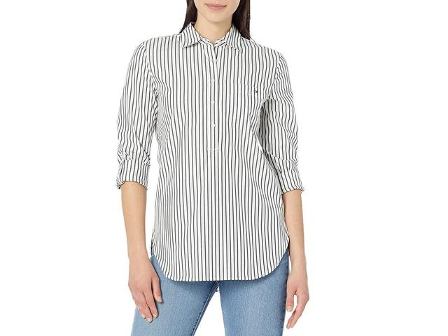 Tommy Hilfiger Easy Care Popover Stripe Blouse (Sky Captain/Bright White) Women's Clothing Product Image