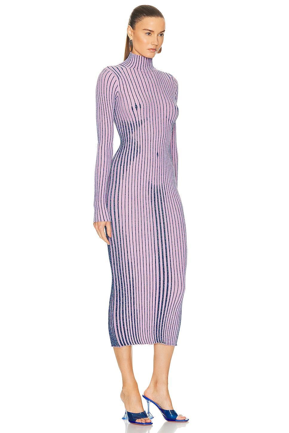 Jean Paul Gaultier Body Morph Metallic Trompe lOeil Merino Wool Blend Rib Sweater Dress Product Image