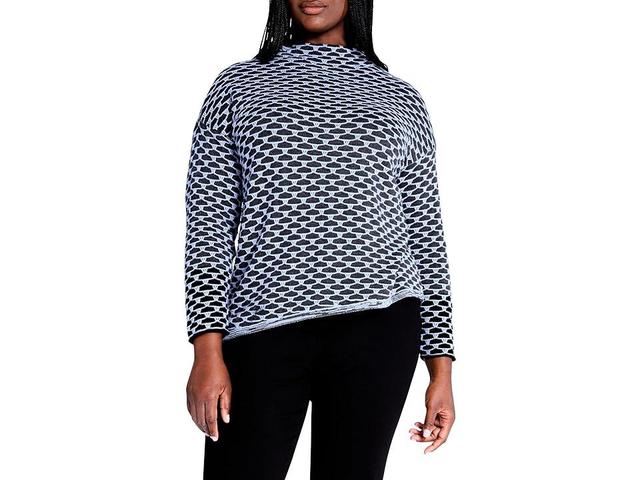 NIC+ZOE Plus Size Pixel Play Sweater Multi) Women's Clothing Product Image