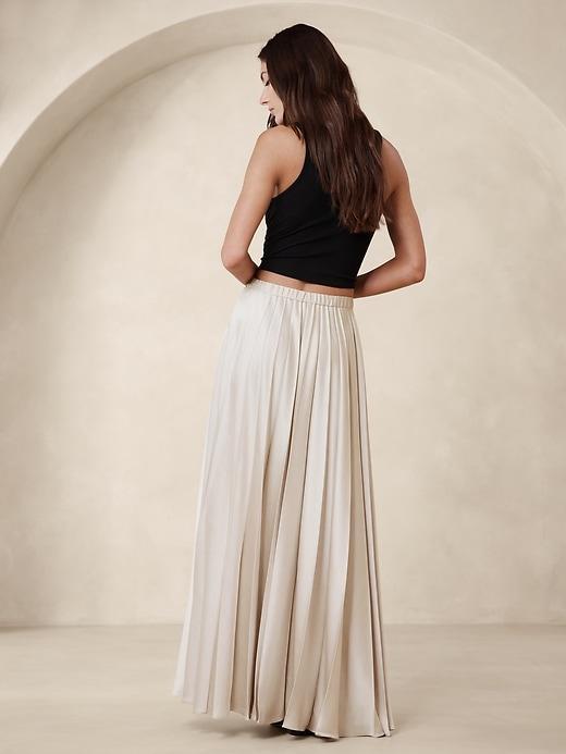 Ness Pleated Satin Maxi Skirt Product Image