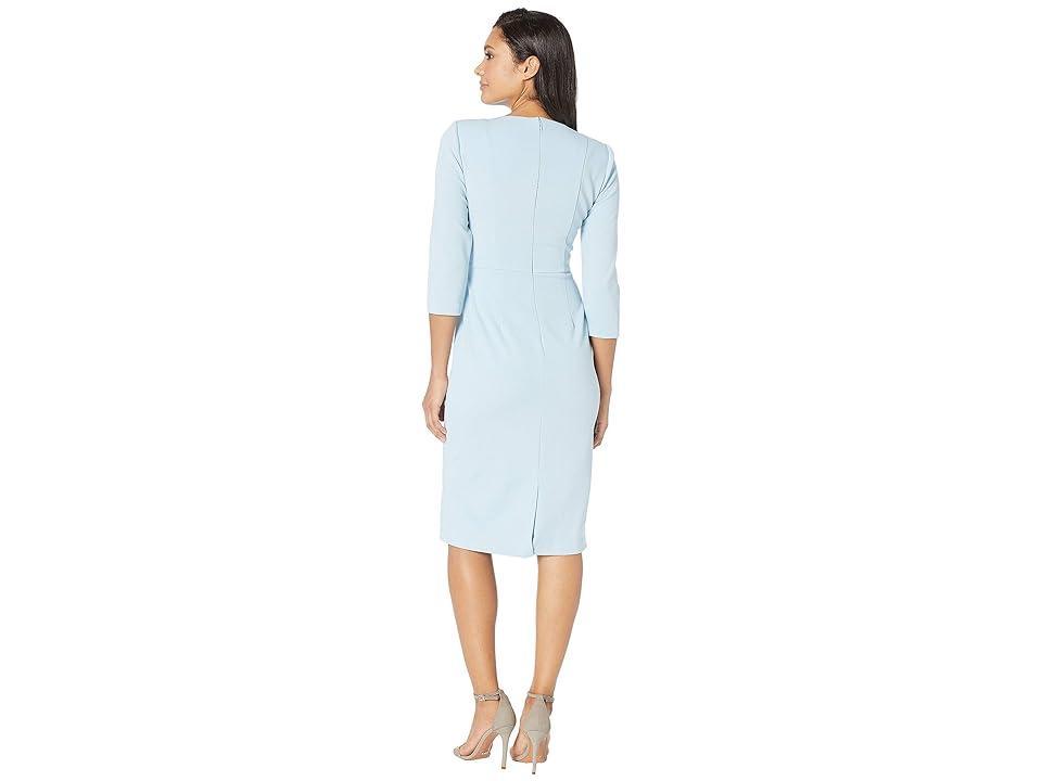 Adrianna Papell Stretch Crepe Crew Neck Tie Waist 34 Sleeve Midi Sheath Dress Product Image