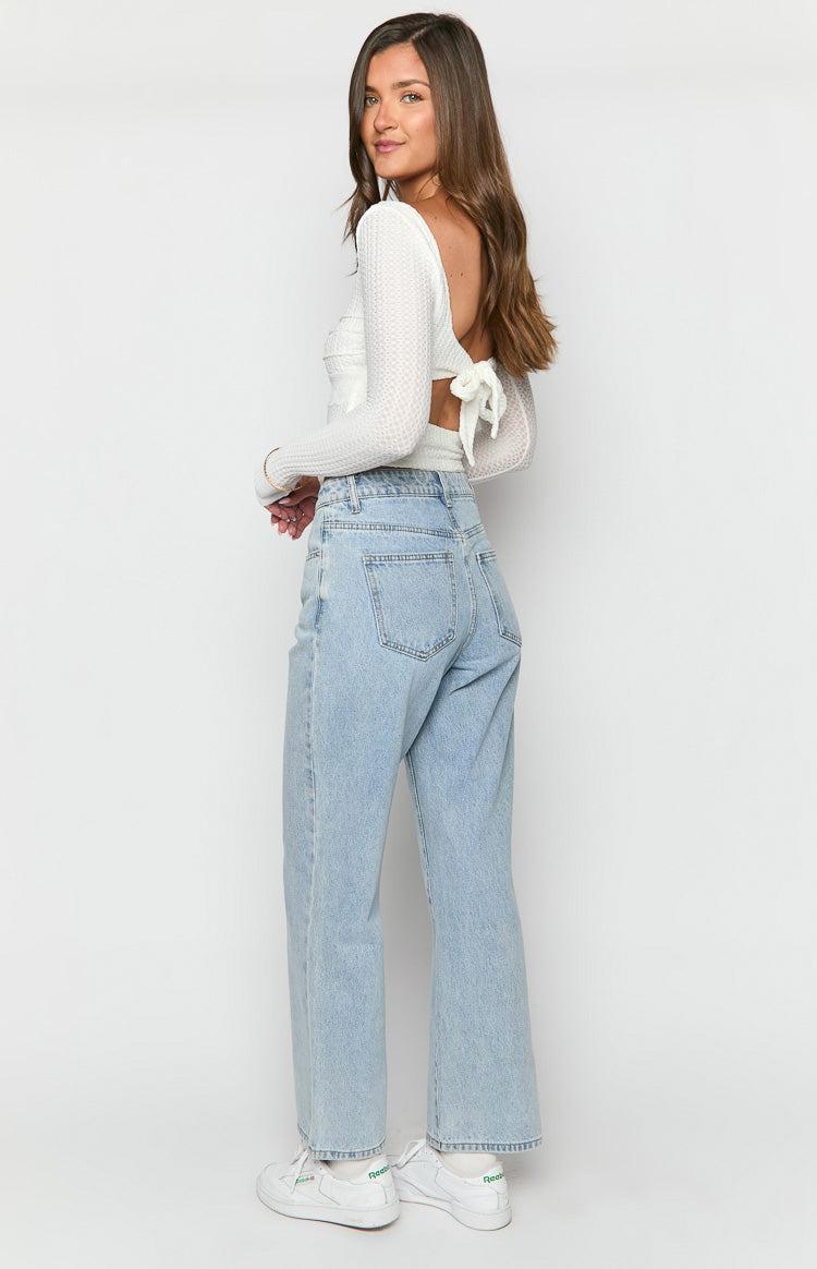 Calliope Light Wash Mid Rise Slouchy Jeans Product Image