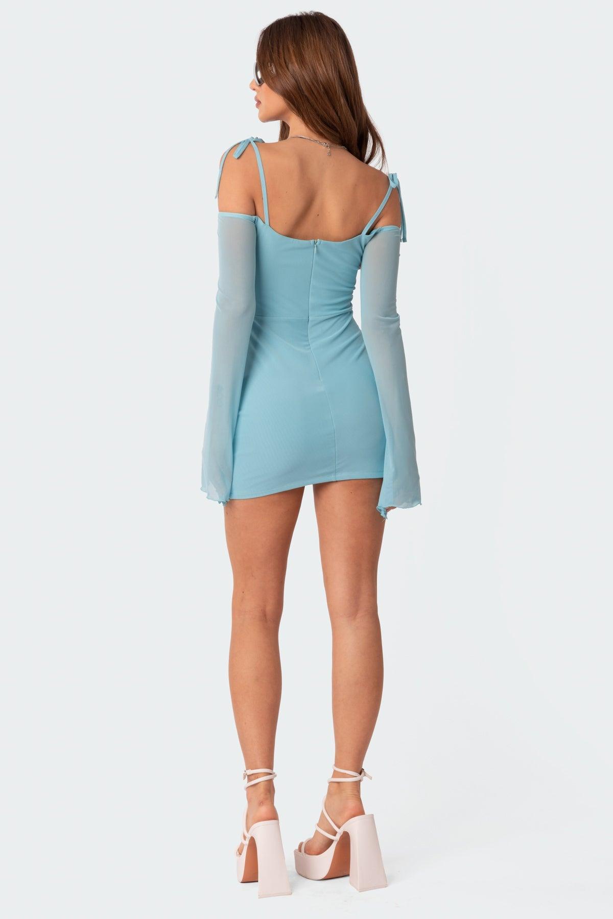 Ariel Off Shoulder Mesh Mini Dress Product Image